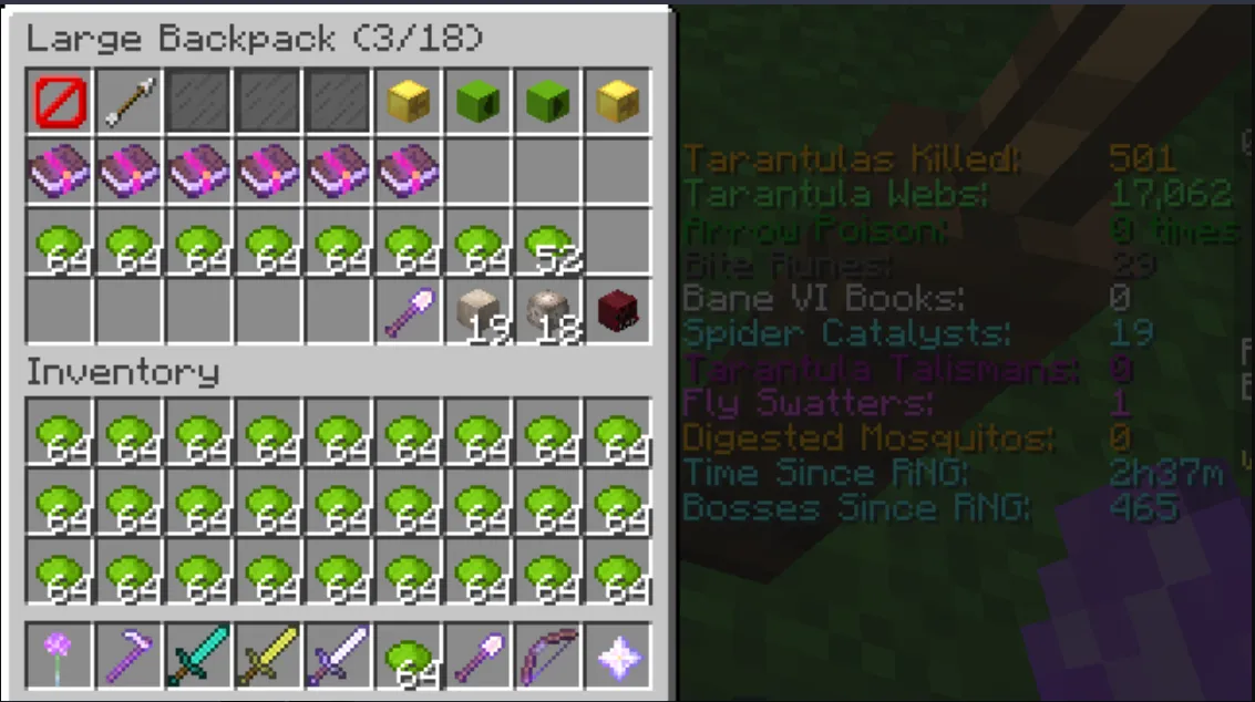 20203 skyblock tarantula leggings enchantments