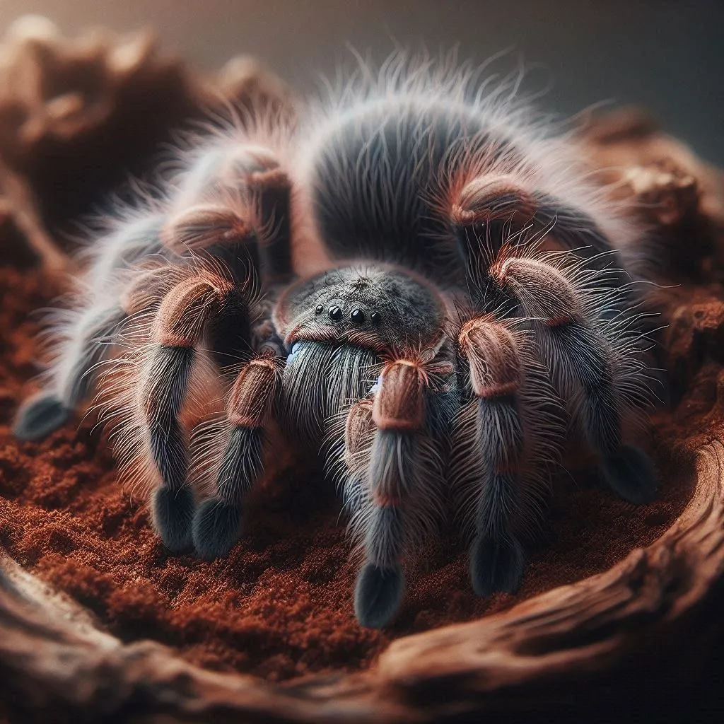 20394 curly hair tarantula feeding